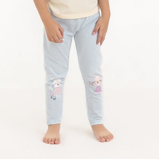 Haus & Kinder Grey & Sky Blue Leggings-Cotton-Printed-Pack of 2-For Infants