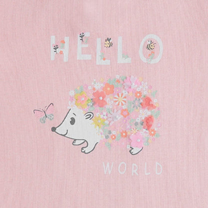 Haus & Kinder Peach T-shirt-Hello World-Cotton-For Infants