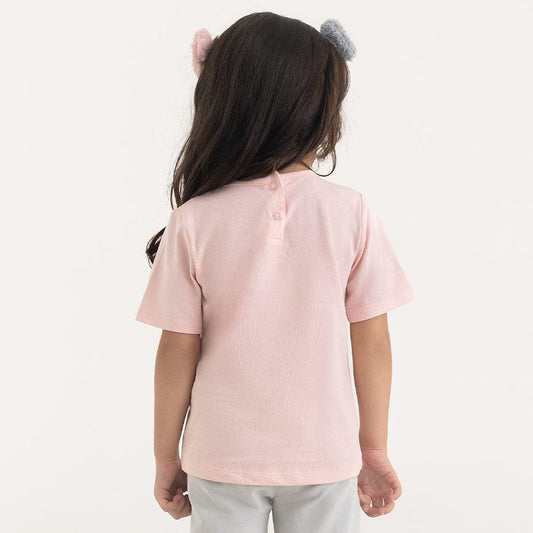 Haus & Kinder Peach T-shirt-Hello World-Cotton-For Infants