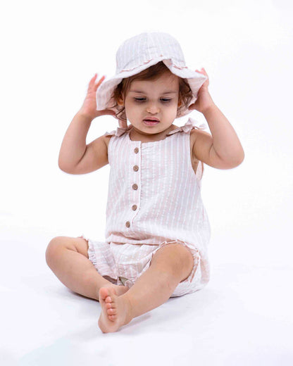 Haus & Kinder Pink Romper-Striped-Cotton-For Infants