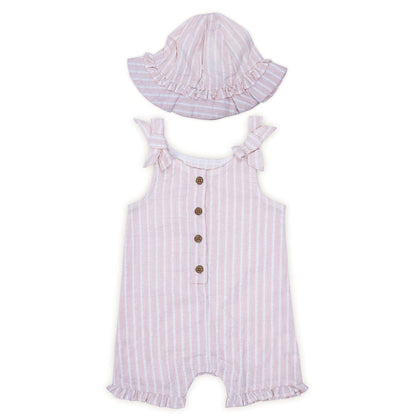 Haus & Kinder Pink Romper-Striped-Cotton-For Infants