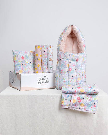 Haus & Kinder Ditsy Floral Bedtime Cuddle Gift Set-Pack of 6-Gift For Baby Shower & Baby Birthday