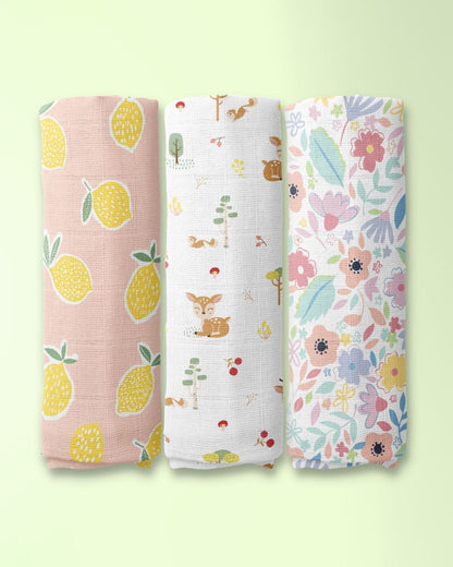 Haus & Kinder Ditsy Floral Bedtime Cuddle Gift Set-Pack of 6-Gift For Baby Shower & Baby Birthday