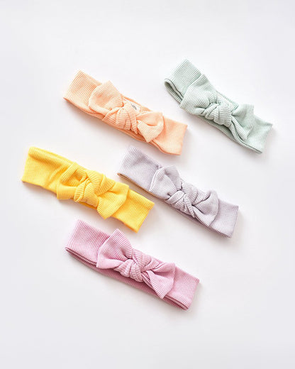 Mi Arcus Yellow, Blue & Multicolor Headband-Solid-Cotton-Pack of 5-For Infants