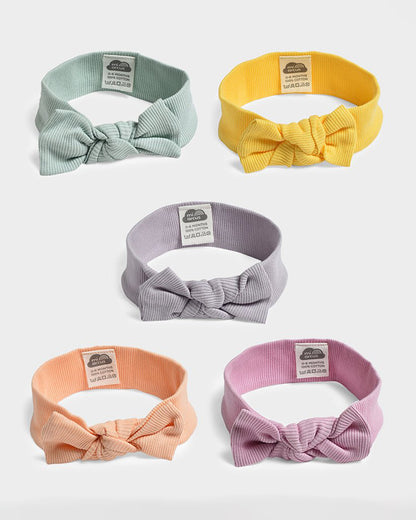 Mi Arcus Yellow, Blue & Multicolor Headband-Solid-Cotton-Pack of 5-For Infants
