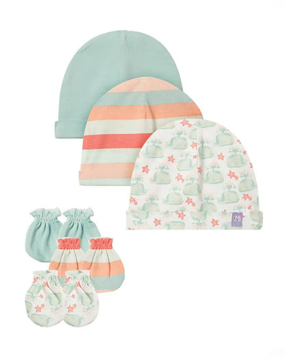 Mi Arcus Blue, White & Multicolor Combo Set-Whale Print-Cotton-Pack of 3-For Infants