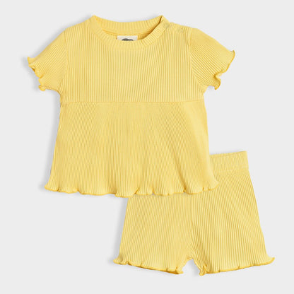 Mi Arcus Yellow Coord Set-Solid-Cotton-For Infants