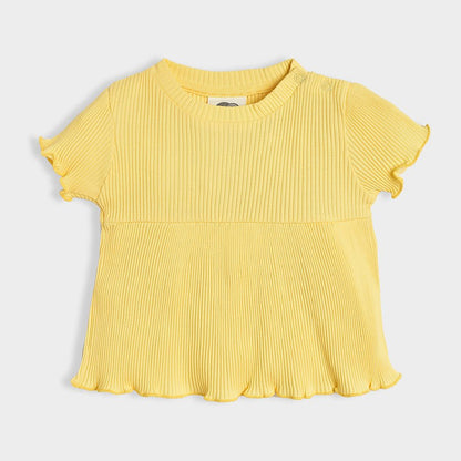 Mi Arcus Yellow Coord Set-Solid-Cotton-For Infants