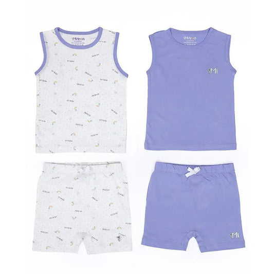 Mi Arcus Multicolor Coord Set-Printed-Cotton-Pack of 2-For Infants