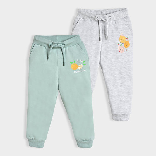 Mi Arcus Green & Grey Joggers-Fruits Melange-Cotton-Pack of 2-For Infants