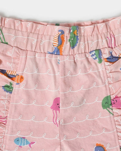 Mi Arcus Blue, Pink & Multicolor Shorts-Animal Print-Cotton-Pack of 3-For Infants