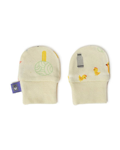 Mi Arcus Yellow, Pink & Multicolor Mittens-Solid-Cotton-Pack of 3-For Infants