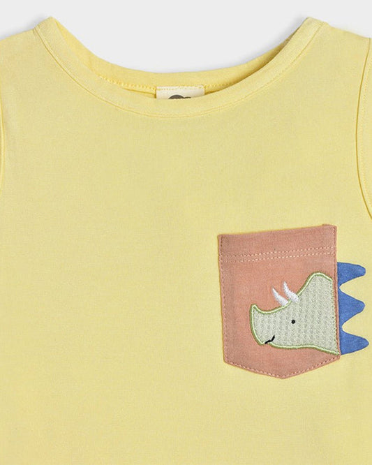 Mi Arcus Green, Yellow & Multicolor Vest-Dinomite Raury-Cotton-Pack of 3-For Infants