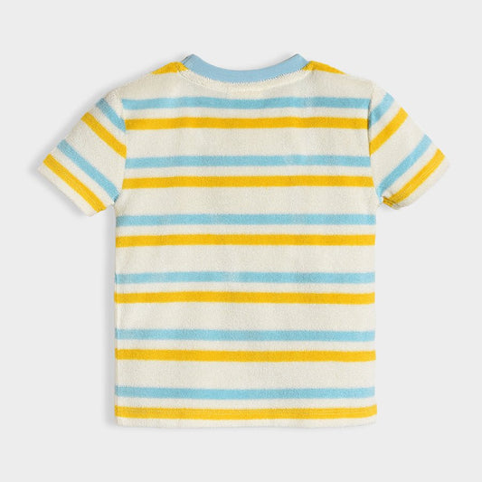 Mi Arcus Yellow & Blue Coord Set-Striped-Cotton-For Infants