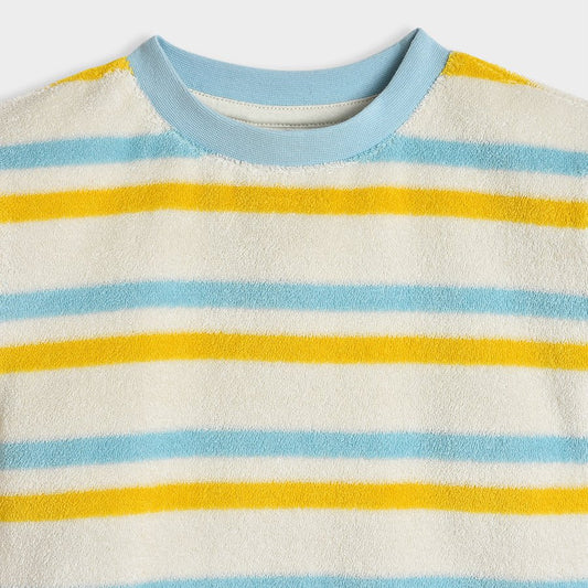 Mi Arcus Yellow & Blue Coord Set-Striped-Cotton-For Infants