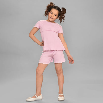 Mi Arcus Pink Coord Set-Solid-Cotton-For Infants