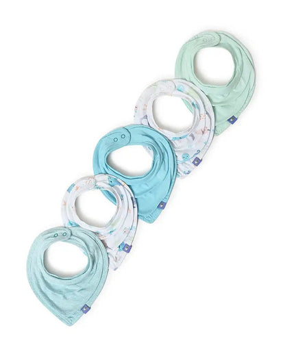 Mi Arcus Kids Drool Knitted Bibs-Blue-Cotton-0 to 3M-Pack of 5-For Infants