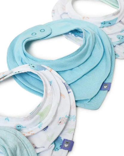 Mi Arcus Kids Drool Knitted Bibs-Blue-Cotton-0 to 3M-Pack of 5-For Infants