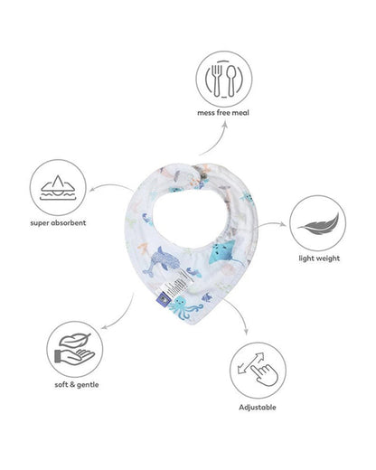 Mi Arcus Kids Drool Knitted Bibs-Blue-Cotton-0 to 3M-Pack of 5-For Infants