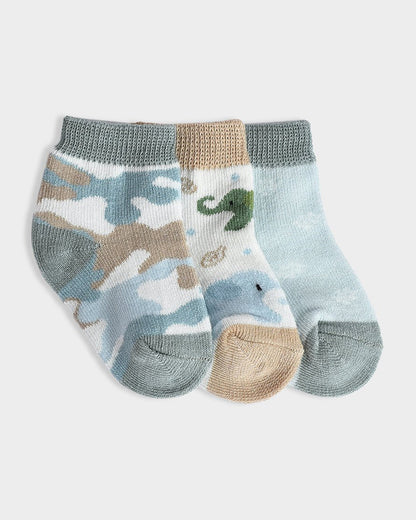 Mi Arcus Beige, Blue & Multicolor Socks-Luxe Wild-Cotton-Pack of 3-For Infants
