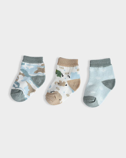 Mi Arcus Beige, Blue & Multicolor Socks-Luxe Wild-Cotton-Pack of 3-For Infants