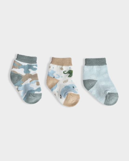 Mi Arcus Beige, Blue & Multicolor Socks-Luxe Wild-Cotton-Pack of 3-For Infants