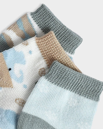 Mi Arcus Beige, Blue & Multicolor Socks-Luxe Wild-Cotton-Pack of 3-For Infants
