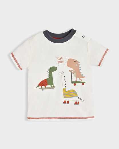 Mi Arcus White T-shirt-Dinomite Knitted-Modal-For Infants
