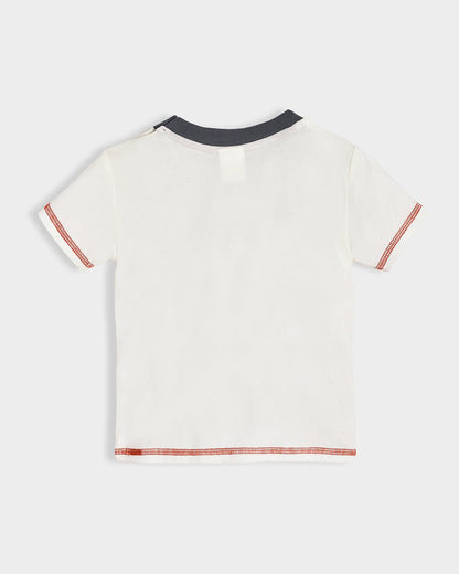 Mi Arcus White T-shirt-Dinomite Knitted-Modal-For Infants