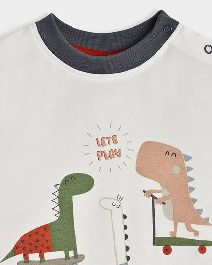 Mi Arcus White T-shirt-Dinomite Knitted-Modal-For Infants