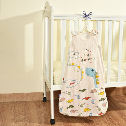 Mi Arcus Baby Sleeping Bag-100% Cotton-With Snap Button & Patchwork-Cream-Dinomite Sleep Saurus-Newborn Bed