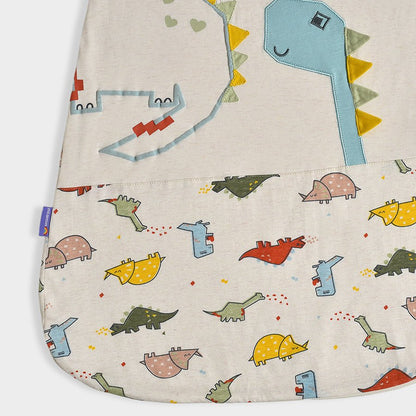 Mi Arcus Baby Sleeping Bag-100% Cotton-With Snap Button & Patchwork-Cream-Dinomite Sleep Saurus-Newborn Bed