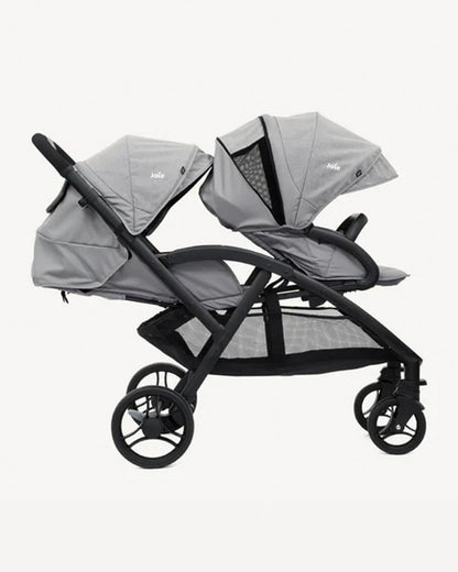 Joie Evalite Duo Twin Stroller-Multiple Recline Positions-Adjustable Leg Rest-Pram For 0 to 3Y (Upto 15 Kg)-Grey Flannel