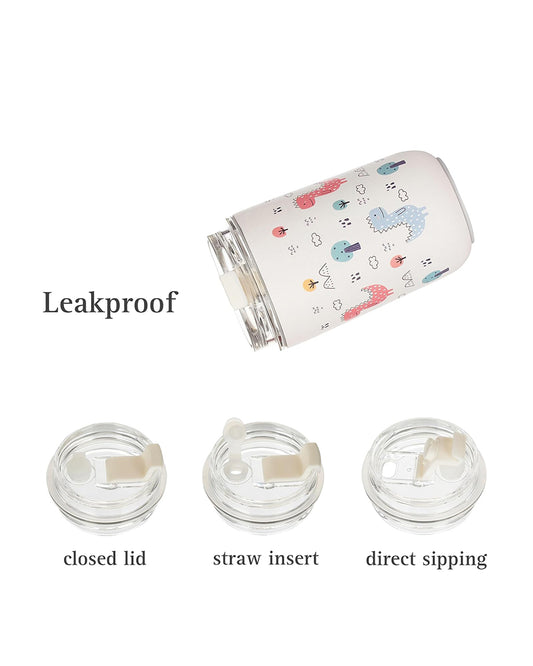 Earthism Double Wall Insulated Stainless Steel Tumbler-Dino-With Lid & Straw-For Infants