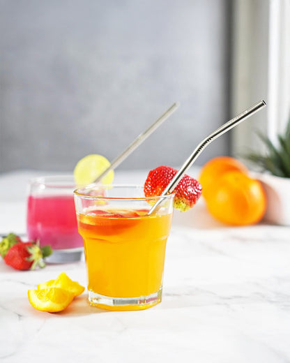 Earthism Reusable Stainless Steel Straws-Pack of 4-With Cleaning Brush & Carry Pouch