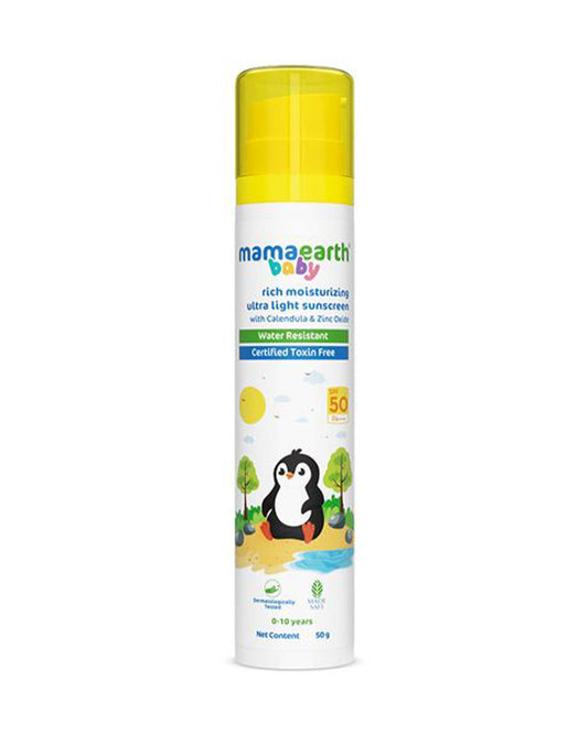 Mamaearth Rich Moisturizing Ultra Light Sunscreen-SPF 50 Baby Sunscreen-With Calendula & Zinc Oxide