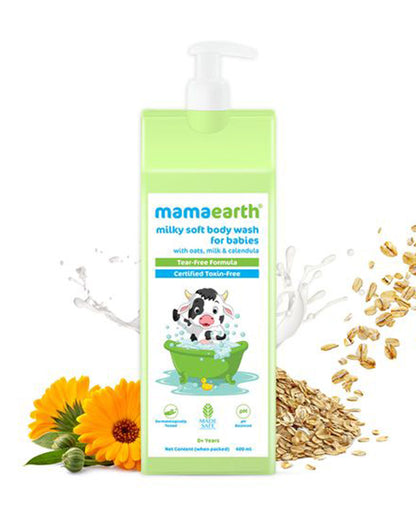 Mamaearth Milky Soft Baby Body Wash (400ml), Milky Soft Diaper Rash Cream (50g) & Moisturizing Daily Baby Lotion (400ml)