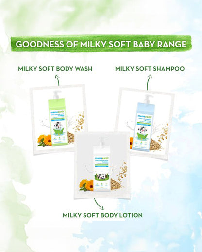 Mamaearth Milky Soft Baby Body Wash (400ml), Milky Soft Diaper Rash Cream (50g) & Moisturizing Daily Baby Lotion (400ml)