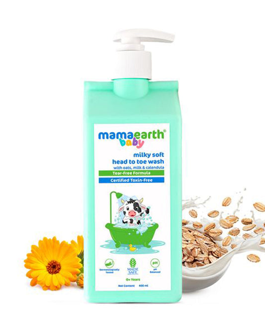 Mamaearth Milky Soft 2 in 1 Head to Toe Wash & Moisturizing Daily Baby Lotion-400ml