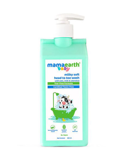 Mamaearth Milky Soft 2 in 1 Head to Toe Wash & Moisturizing Daily Baby Lotion-400ml