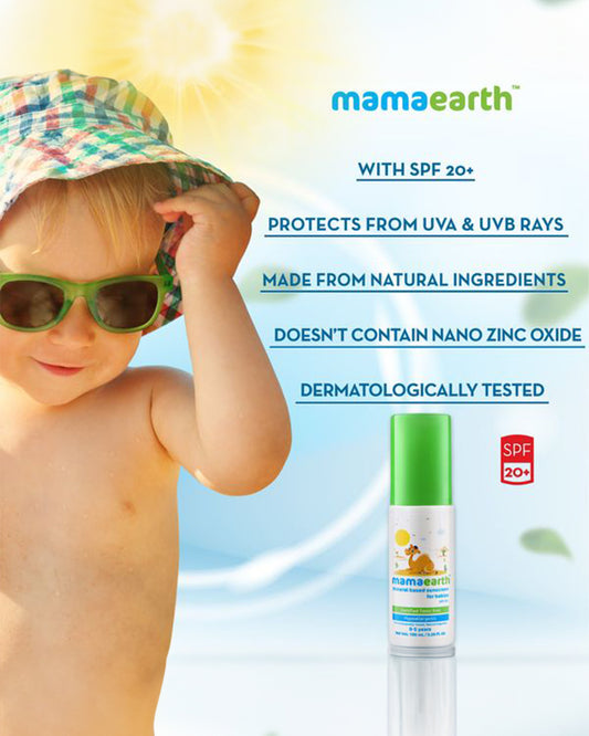 Mamaearth Mineral Based SPF20+ Baby Sunscreen-With Shea Butter & Cocoa Butter