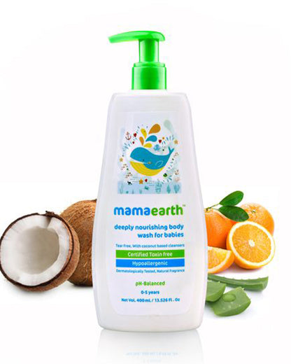 Mamaearth Deeply Nourishing Baby Body Wash, Gentle Cleansing Baby Shampoo & Milky Soft Baby Body Lotion-400ml