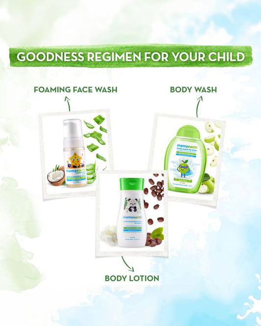 Mamaearth Foaming Kids Face Wash (150ml), Kids Body Wash (300ml), Milky Soft Baby Soap Bar (Packof 2) & Moisturizing Daily Baby Lotion (100ml)