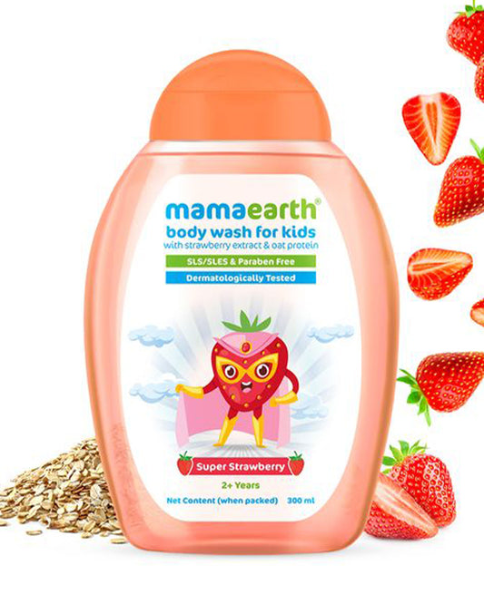 Mamaearth Kids Body Wash-With Strawberry Extract & Oat Protein