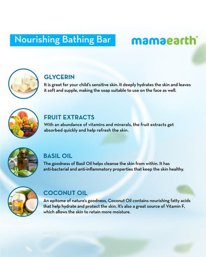 Mamaearth Nourishing Baby Soap Bar (Pack of 5), Milky Soft Diaper Rash Cream (50g) & Moisturizing Daily Baby Lotion (400ml)