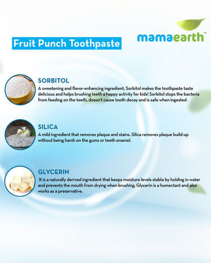 Mamaearth 100% Natural Baby Toothpaste Fruit Punch Flavor