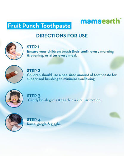 Mamaearth 100% Natural Baby Toothpaste Fruit Punch Flavor