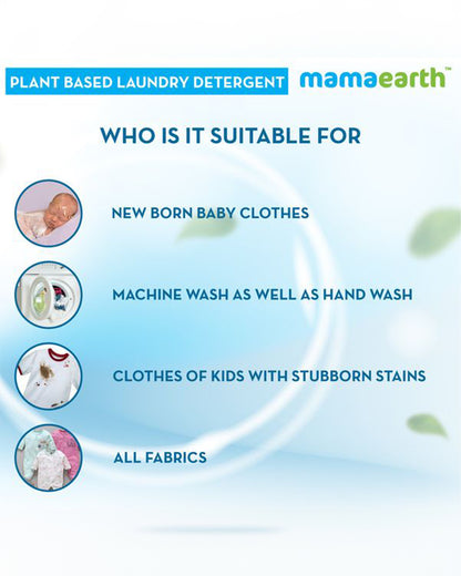 Mamaearth Plant Based Laundry Detergent-Liquid Detergent with Bio Enzymes-Dermatologistically Tested-Infant Safe