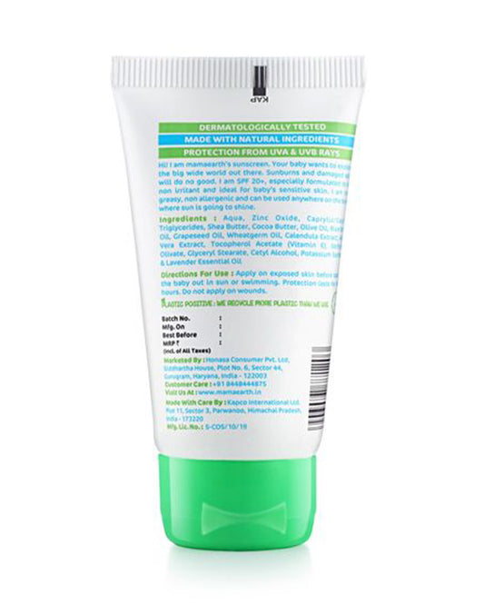 Mamaearth Mineral Based SPF20+ Baby Sunscreen-With Shea Butter & Cocoa Butter