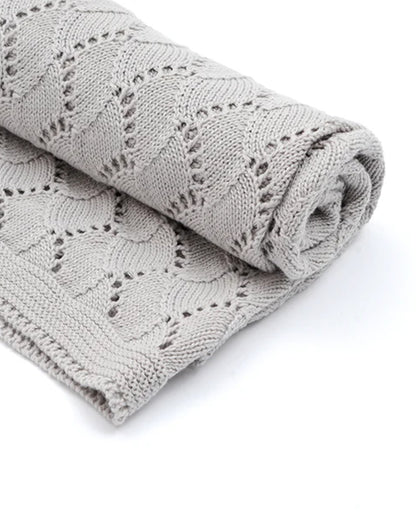 Bambini Pointal Knitted Baby Blanket-100% Cotton-Grey-For Infants